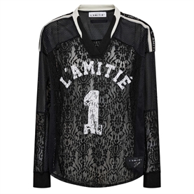 Haute L'amitie Lace Football V-Bluse, Sort